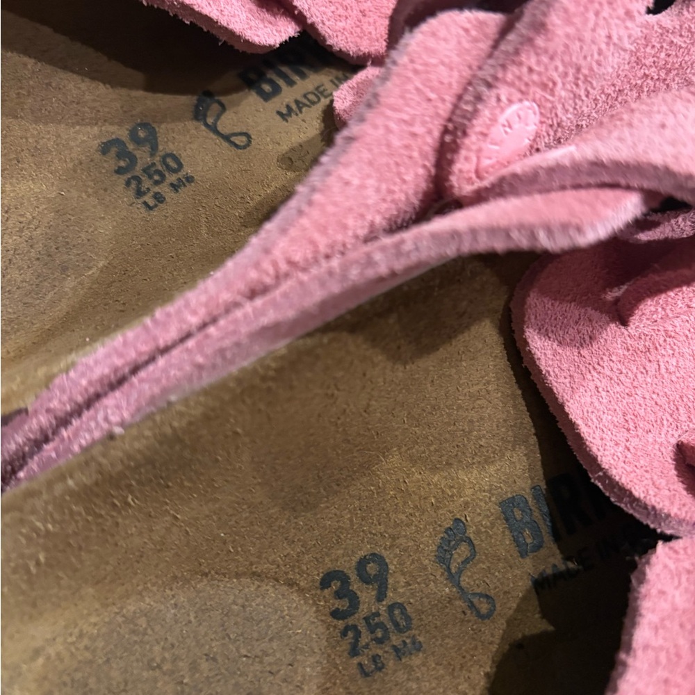 Pink Suede Birkenstocks Slip-On Clog with Adjustable Buckle - Picture 6 of 6